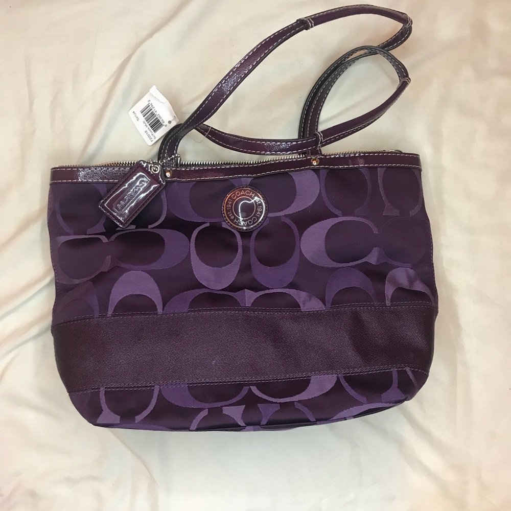 Coach signature stripe 3 color tote